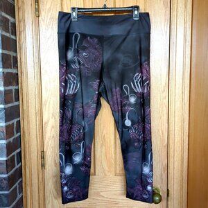 Werkshop Angler Fish full length gym leggings XL NWOT triathlon ocean dark goth